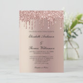 Invitation Rose Gold Parties scintillant Drip tendance mariag (Debout devant)