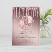 Invitation Rose Gold Parties scintillant Drips 50e anniversai (Debout devant)
