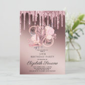 Invitation Rose Gold Parties scintillant Drips 50e anniversai (Debout devant)