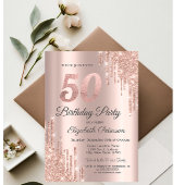 Invitation Rose Gold Parties scintillant Drips 50e fête d'ann