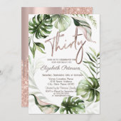 Invitation Rose Gold Parties scintillant Drips Feuille 30e an (Devant / Derrière)