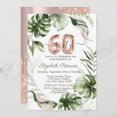 Invitation Rose Gold Parties scintillant Drips Feuille 60e an (Devant / Derrière)