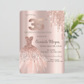 Invitation Rose Gold Parties scintillant Drips robe 35e anniv (Debout devant)