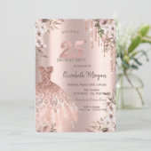 Invitation Rose Gold Parties scintillant Drips robe Floral 25 (Debout devant)