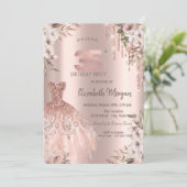 Invitation Rose Gold Parties scintillant Drips robe Floral 35 (Debout devant)