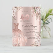 Invitation Rose Gold Parties scintillant Drips robe Floral 40 (Debout devant)