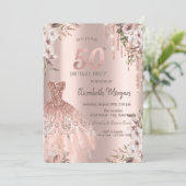 Invitation Rose Gold Parties scintillant Drips robe Floral 50 (Debout devant)