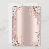 Invitation Rose Gold Parties scintillant Drips robe Floral 65 (Dos)
