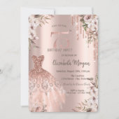 Invitation Rose Gold Parties scintillant Drips robe Floral 75 (Devant)