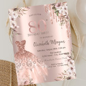 Invitation Rose Gold Parties scintillant Drips robe Floral 80