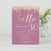 Invitation Rose Gold Parties scintillant Drips rose 30e fête  (Debout devant)