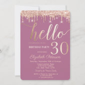 Invitation Rose Gold Parties scintillant Drips rose 30e fête  (Devant)