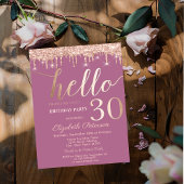 Invitation Rose Gold Parties scintillant Drips rose 30e fête 
