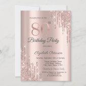 Invitation Rose Gold Parties scintillant Drips Rose Gold 80e (Devant)