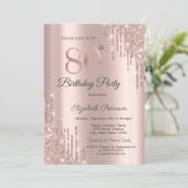 Invitation Rose Gold Parties scintillant Drips Rose Gold 80e (Debout devant)