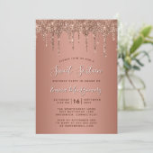 Invitation Rose Gold Parties scintillant Drips Sweet 16 Anniv (Debout devant)
