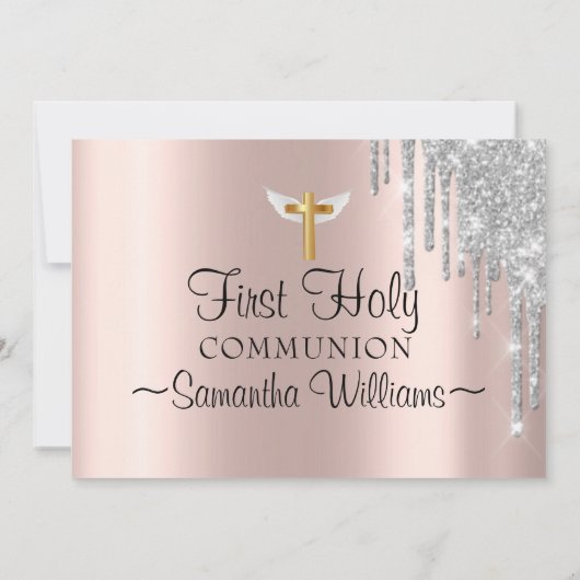 Invitation Rose Gold Parties scintillant Drives Photo First C (Dos)