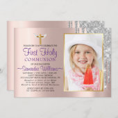 Invitation Rose Gold Parties scintillant Drives Photo First C (Devant / Derrière)