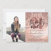 Invitation Rose Gold Parties scintillant & Foil 21ème photo A (Devant)