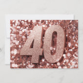 Invitation Rose Gold Parties scintillant Glam Photo 40th Birt (Dos)