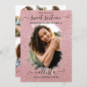 Invitation Rose Gold Parties scintillant Halo Photo Collage S