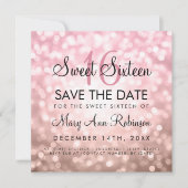 Invitation Rose Gold Parties scintillant Lights Sweet 16 Enre (Devant)
