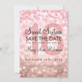 Invitation Rose Gold Parties scintillant Lights Sweet 16 Enre (Devant)