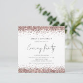 Invitation Rose Gold Parties scintillant Mariage soirée Carré (Debout devant)