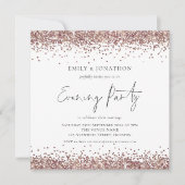 Invitation Rose Gold Parties scintillant Mariage soirée Carré (Devant)