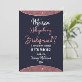 Invitation Rose Gold Parties scintillant Marine Blue Circulai (Debout devant)