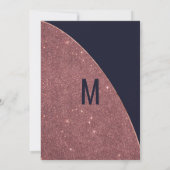 Invitation Rose Gold Parties scintillant Marine Blue Circulai (Dos)