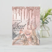 Invitation Rose Gold Parties scintillant métallique Drips Pho (Debout devant)
