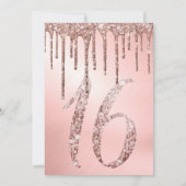 Invitation Rose Gold Parties scintillant métallique Drips Pho (Dos)