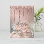 Invitation Rose Gold Parties scintillant métallique perches p (Debout devant)