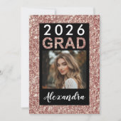 Invitation Rose Gold Parties scintillant Moderne 2021 Diplôme (Devant)