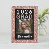 Invitation Rose Gold Parties scintillant Moderne 2021 Diplôme (Debout devant)