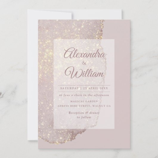 Invitation Rose Gold Parties scintillant moderne Gold Dusty R (Devant)