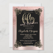 Invitation Rose Gold Parties scintillant Ombre Frontière 50e  (Devant)
