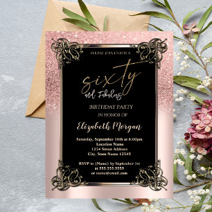 Invitation Rose Gold Parties scintillant Ombre Frontière 60e 