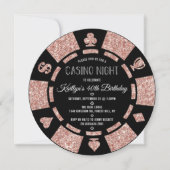 Invitation Rose Gold Parties scintillant Poker Chip Casino So (Devant)