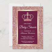 Invitation Rose Gold Parties scintillant Princesse Couronne r (Devant)