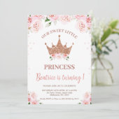 Invitation Rose Gold Parties scintillant Princesse Crown 1er  (Debout devant)