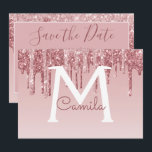 Invitation Rose Gold Parties scintillant Quinceanera Enregist<br><div class="desc">Rose Gold Sparkle et Dripping Parties scintillant Quinceanera Monogramme Nom et initiale Enregistrer la date 15e anniversaire Invitation de fête. Cette invitation est parfaite pour la Parties scintillant Rose Gold Sparkle Quinceanera Celebration qui cherche à célébrer dans Rose Rose Gold.</div>