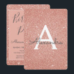 Invitation Rose Gold - Parties scintillant rose étincelle fêt<br><div class="desc">Blush Pink - Rose Gold Sparkle Parties scintillant Fille Anniversaire Nom et Invitation initiale de fête d'anniversaire. Cette invitation est parfaite pour la Parties scintillant Rose Gold Sparkle Girly Party qui cherche à célébrer dans Rose Rose Gold.</div>
