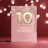 Invitation Rose Gold Parties scintillant rose fille fille 10e