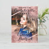 Invitation Rose Gold Parties scintillant Sequin Corner Photo  (Debout devant)