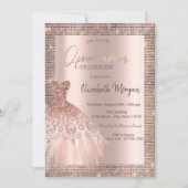 Invitation Rose Gold Parties scintillant Sequins Cadre Robe Q (Devant)