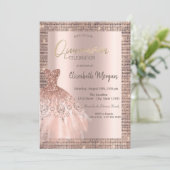Invitation Rose Gold Parties scintillant Sequins Cadre Robe Q (Debout devant)