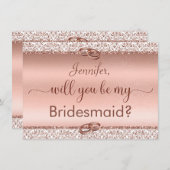 Invitation Rose Gold Parties scintillant Serez-Vous Ma Brides (Devant / Derrière)