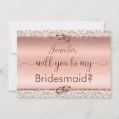 Invitation Rose Gold Parties scintillant Serez-Vous Ma Brides (Devant)